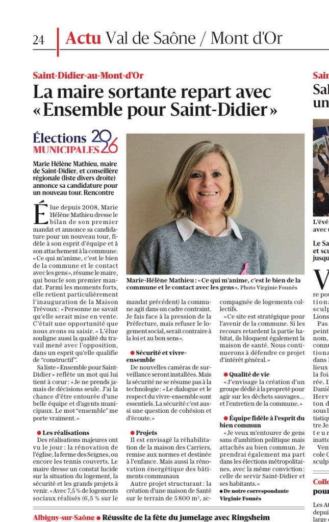 Publication dans "Le progrès" le 28/10/2025  